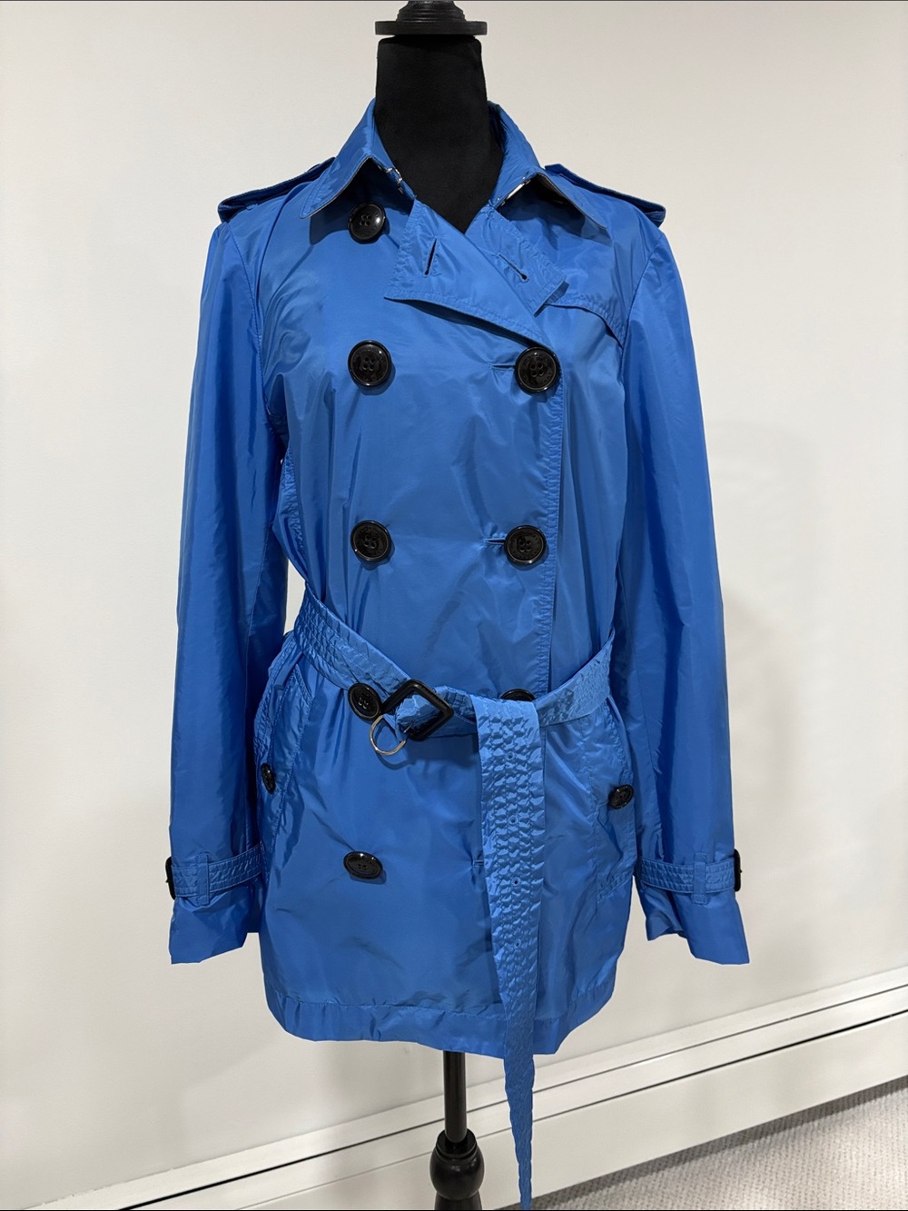 Burberry Bright Blue Double-Breasted Trench Coat with Belt